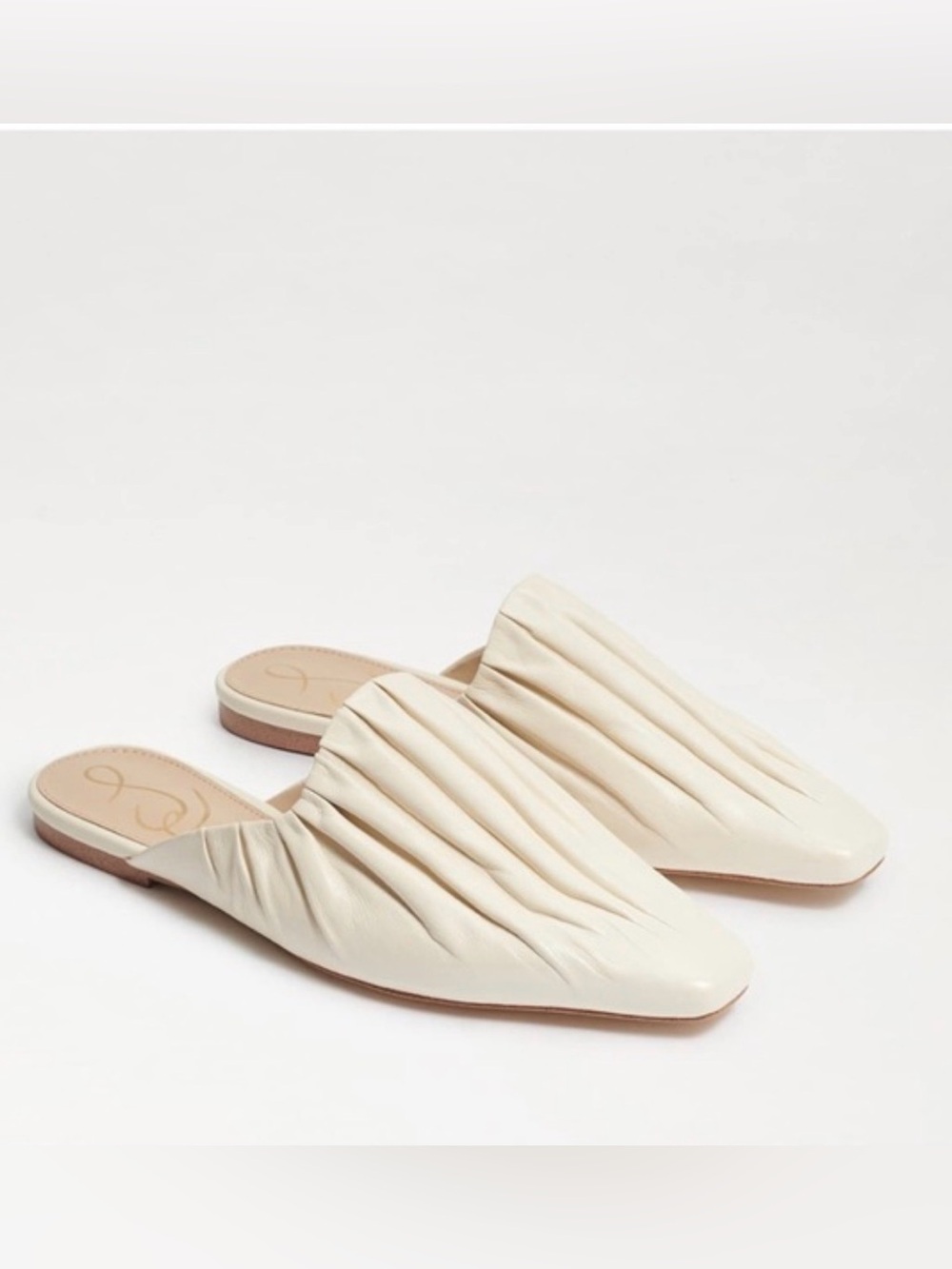 Sam Edelman Cream Ruched Slip-On Mules
